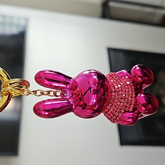Rhinestone Pink Bunny Key Chain/Handbag Charm - Picture 2 of 9
